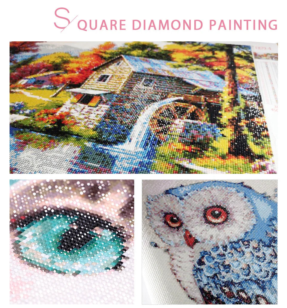 HUACAN Diamond Mosaic Novelties Ship Lighthouse Bird Animal Landscape Full Square Round Diamond Painting Kits Home Decoration
