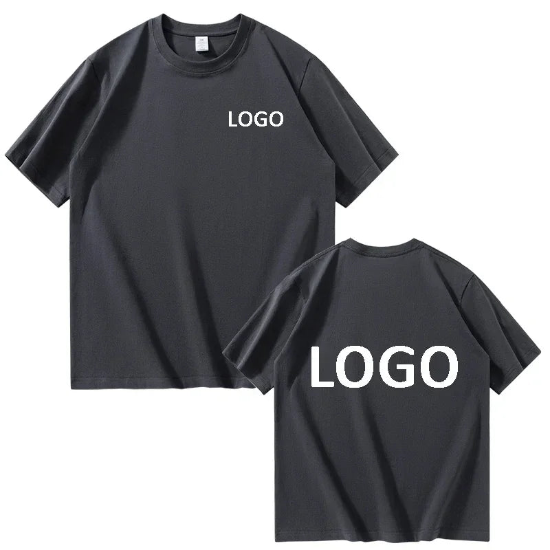 European Size 100% Pure Cotton Custom Men's T-Shirt Front and Back Logo Text Photos, Summer Breathable Short Sleeved Top2025