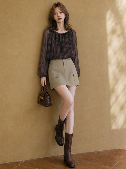 XIAOGULI Fashion Mini Skirt Women High Waist Khaki Cargo Short Skirt 2026 Autumn New Casual Office Lady Daily Outfit