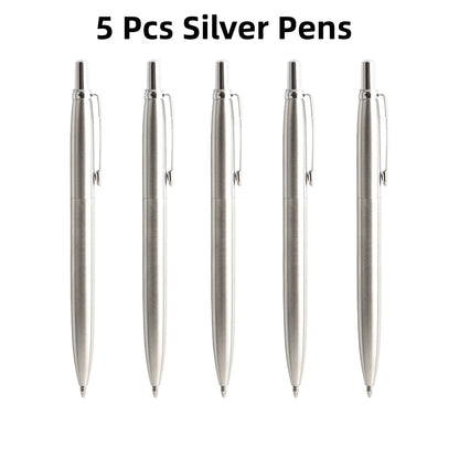 5Pcs/Set Metal Ballpoint Pen Promotional Pens G2 Refill Blue Ink Automatic Ballpoint Pens Set For School stationery office Pen