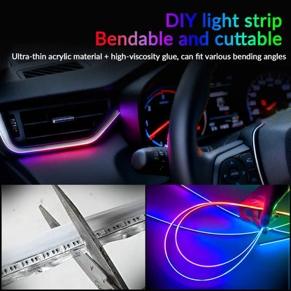 18IN1 Full Color Streamer Car Ambient Lights RGB 64 Color Universal LED Interior Hidden Acrylic Strip Symphony Atmosphere Lamp
