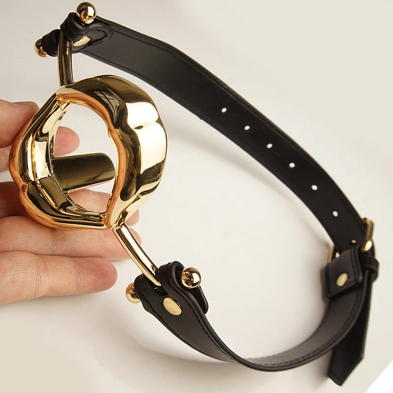 BDSM Metal Ring Tongue Gag, SM Deep Throat Mouth Gags Restraints,SM Bondage,Sex Toys for Couples