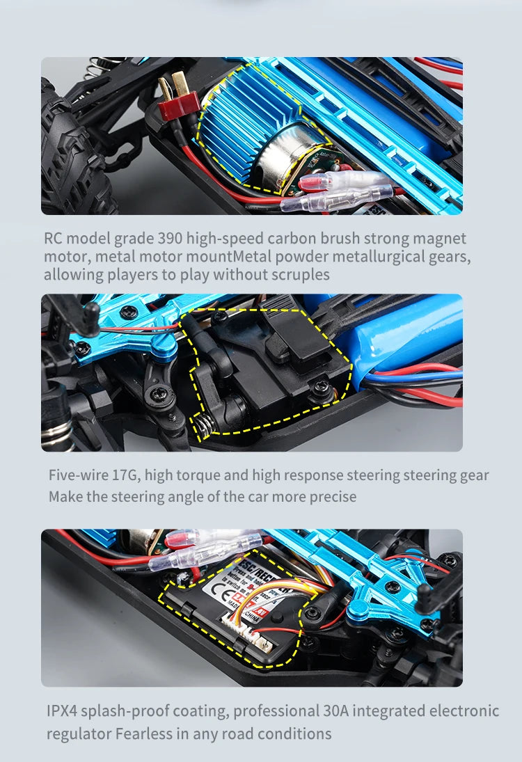 ZWN 1:16 70KM/H Or 50KM/H 4WD RC Car With LED Remote Control Cars High Speed Drift Monster Truck for Kids vs Wltoys 144001 Toys