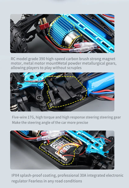 ZWN 1:16 70KM/H Or 50KM/H 4WD RC Car With LED Remote Control Cars High Speed Drift Monster Truck for Kids vs Wltoys 144001 Toys