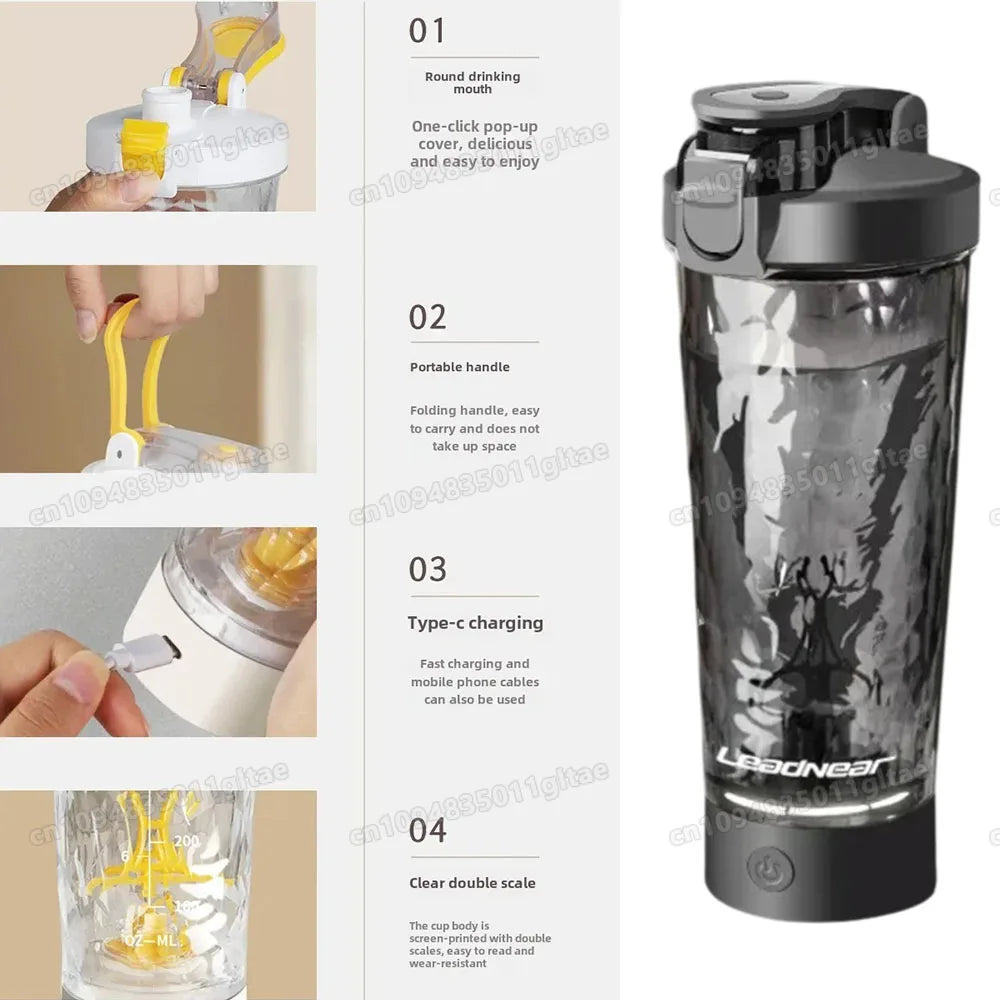 New Detachable Electric Mixing Cup Electric Protein Powder Shaker Cup USB Rechargeable Reusable Suitable For Lndoor/Outdoor Use