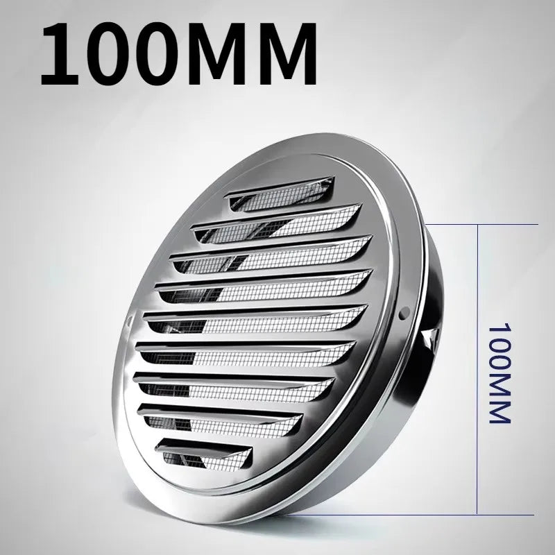 Stainless Steel Exterior Wall Air Outlet Grille Round Duct Cap Air Ventilation Cover Hole Plug 70-200mm Wall Ventilation System