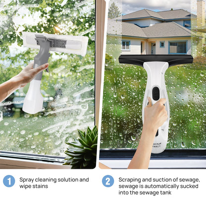 Cordless Window Vac Cleaner & Spray Bottle for Windows, Tiles, Mirrors & Shower Streak-Free Cleaning