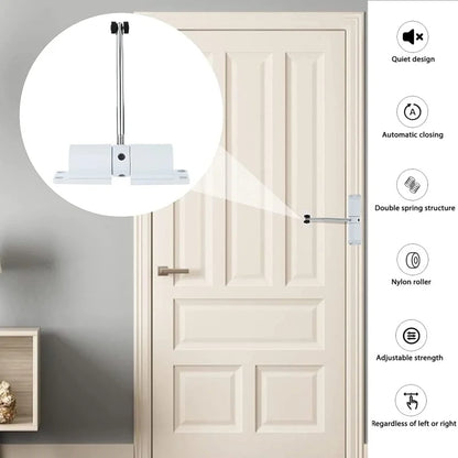 180 Degree Automatic Door Closer Metal Adjustable Heavy Duty Safety Spring Silence Durable Convert Hinged Door Interior Exterior
