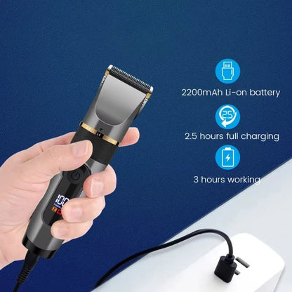 Professional Hair Clipper Rechargeable Electric Trimmer For Men Beard Kids Barber Cutting Machine Haircut LED Screen Waterproof
