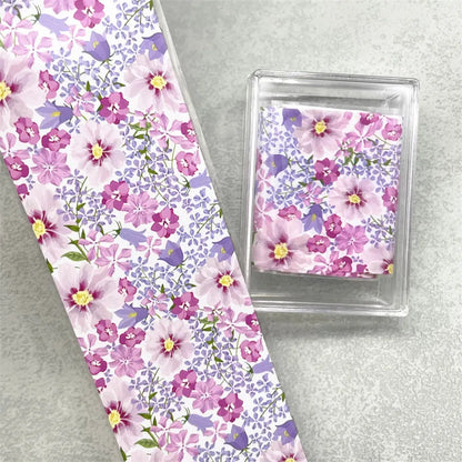 1Pc 100cm Flower Nail Foils for Transfer Paper Floral Stickers Rose Nails Wraps Tulip Nail Art Decorations