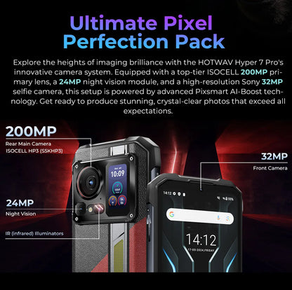 [Ship from DE] HOTWAV Hyper 7 Pro 5G Rugged Phone 200MP Android 14 6.6'' 120Hz Smartphone 36(16+20)GB 256GB 10800mAh Cell Phone