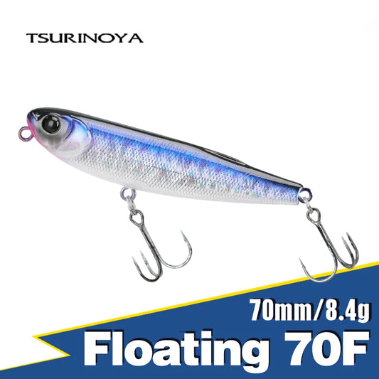 TSURINOYA FLICKER 70F Paviršinis žvejybos masalas Z Dog Plūduriuojantis pieštukas 70mm 8.4g „Chatter“ dirbtiniai kieti masalai upėtakiams, ešeriams, lydekoms