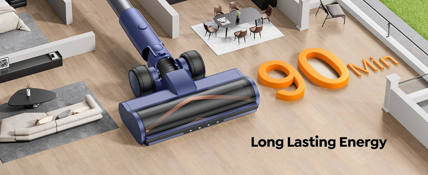 Laresar V11 650W 75000PA Ultra-Strong Cordless Vacuum Cleaner,90 Min Long Runtime,Removable Battery & Smart Display Vacuum