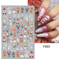 1PCS New Christmas Decorations 2023 New Year Nail Stickers Press on Nails Laser Snowflake Christmas Tree 3D Nail Decal