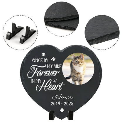 Personalized Pet Memorial Stone,Custom Cat Grave Marke Plaque With Photo&Name,Garden Slate Tombstone Pet Loss Remembrance Gift