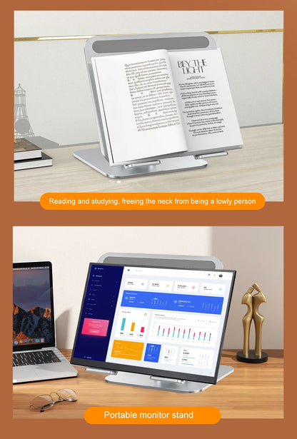 360° Rotatable Stand Metal Aluminum For Laptop Holder Adjustable Anti-Slip Silicone Base Stability for Tablet ﻿Portable Monitor