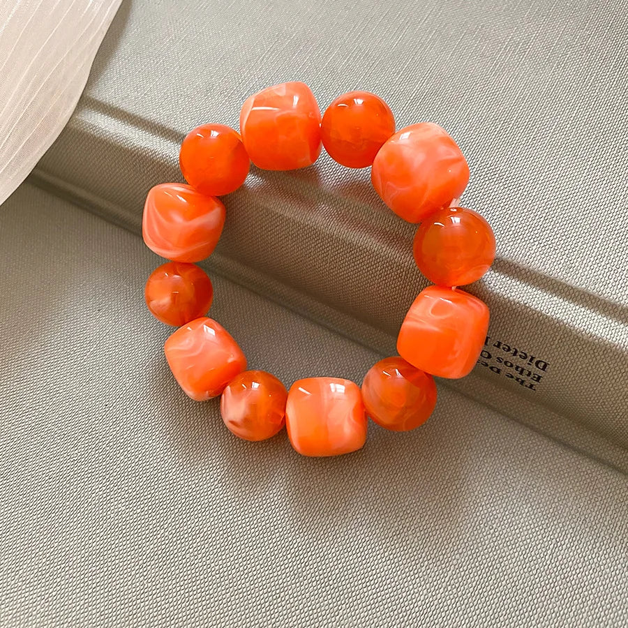 Acrylic Irregular Square Round Beaded Bracelet for Women European and American Simple Bracelet Korean Fashion Hand Accessories
