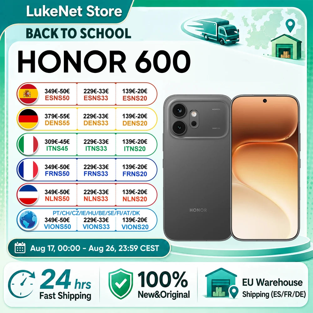HONOR 600 5G Smartphone EU Version 200MP AI Ultra Night Camera 6400mAh Snapdragon 7 Gen4 AI Button 6.57"AMOLED 80W Supercharge