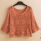 Women's Summer Short Jacket 2025 New Pullover Round Neck Knit Female Sweater Top Loose Fashion Hollowing Out Ladies Lace Tops