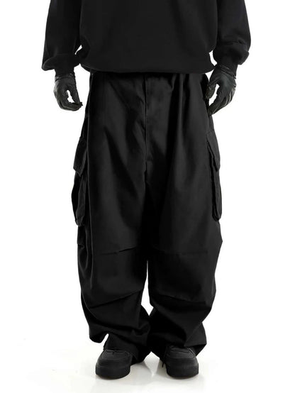 plus Size Men's Workwear Wide Leg Pants Loose Street Style Trendy Cargo Trousers