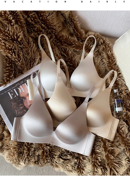 Satin Bralette Slip for Small Bust Women Seamless One Piece Wireless Support Anti Sagging Comfort Everyday S-XL MOYISU Sexy AB
