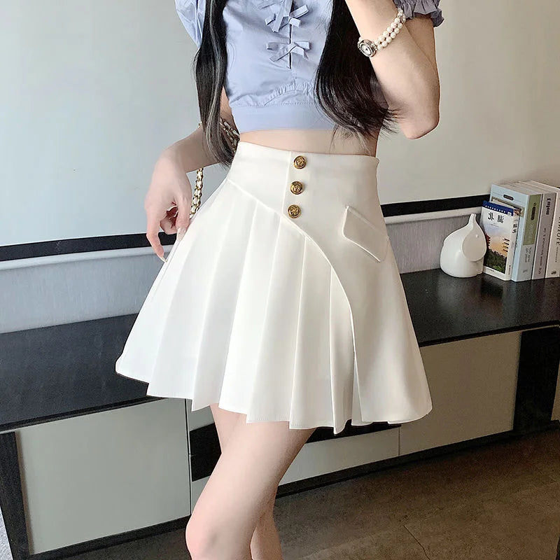 Black Pleat Skirts for Woman White High Waist Pleated Mini Clothes Short Kawaii Cute Women's Skirt Aesthetic Cheap Summer 2025 V