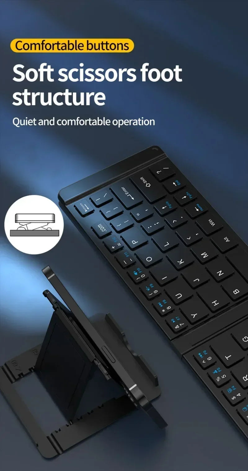 Folding Keyboard and Mouse 2.4G Mini Keypad Bluetooth Wireless Portable Silm Foldable Keyboards for Travel Computer PC iPad