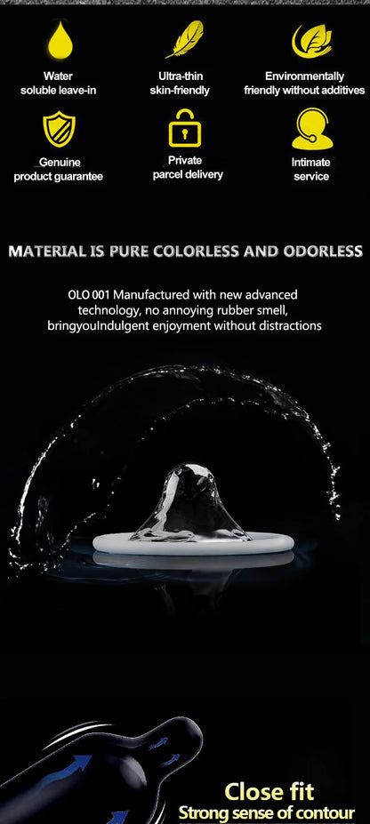 10pcs Ultra Thin Condoms Intimate Condone Super Lubricated Natural Latex Penis Sleeve Long Lasting Condom for Adult 18+ Sex Toys