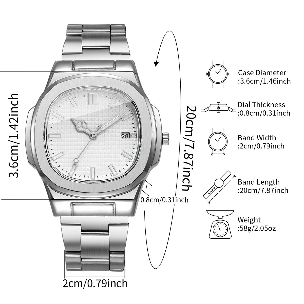 Luxury Square Men Business Watches Simple Calendar Quartz Watch for Mens Clock Reloj Hombre（Without Box）