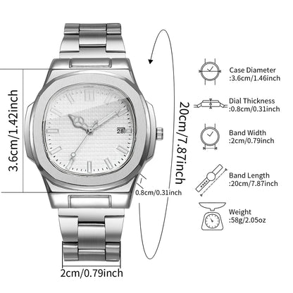 Luxury Square Men Business Watches Simple Calendar Quartz Watch for Mens Clock Reloj Hombre（Without Box）
