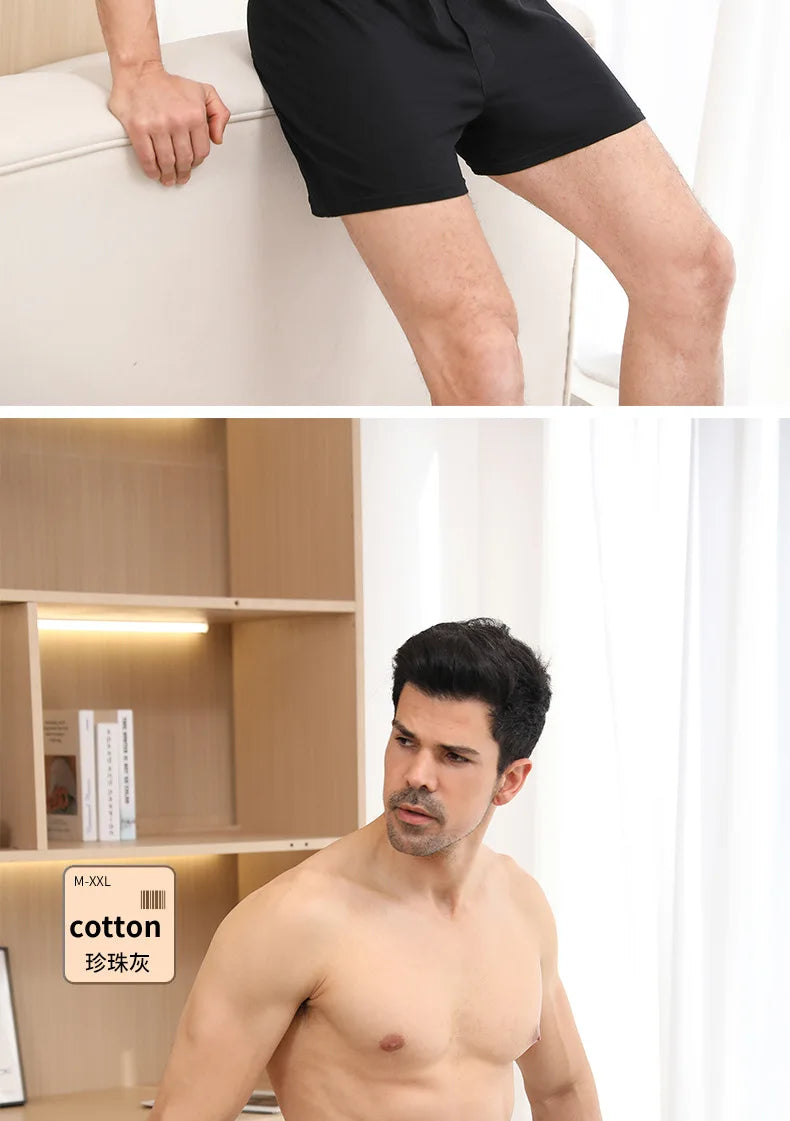 1PCS Men's Underwear Aro Pants Pure Cotton Home Sleeping Pants Loose Breathable Men's High Waisted Four Corner Boxers Shorts