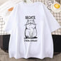 БЕСИТЕ CAT Funny Graphic T-shirt Men Russian Script Fashion Style Tee Shirt Short Sleeve Cotton Soft Tshirts Women