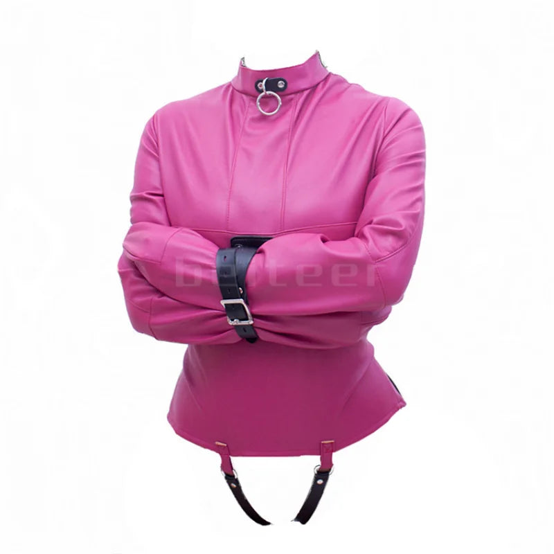 PU Leather Straitjacket BDSM Bondage Harness Female Adult Couple Game Straight Jacket Halloween Costume  Sex Toy for Women