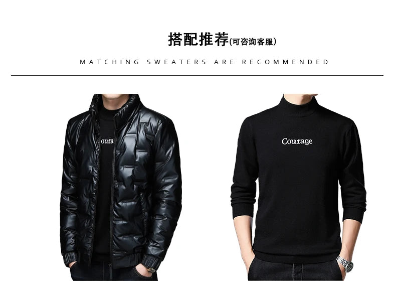 80%  White Duck Down Coat 2024 Trendy Fashion Winter Stand Collar Warm Sport Jacket Men's Thermal Thick Outwear