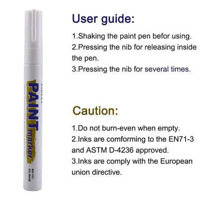 3pcs White Paint Pen Paint Markers Waterproof Car Tyre Oil-Based Paint Pen Set Quick Dry And Permanent
