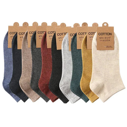 Cotton Men Socks Pack Breathable Socks Set High Quality Short Socks Black Ankle Short Gift For Man Size 39-44 Sox 10 Pairs 1 Lot