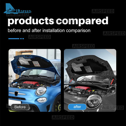 For Abarth 595 695 2012-2024/Fiat 500/500C 08-24/500E 12-19 Front/Rear Trunk Bonnet Gas Struts Hood Lift Supports Shock Rod Arms
