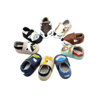 Autumn Baby Shoes Toddle Boys Girls Skid-Proof Shoe Soft Sheepskin Sneakers Fashion Animal Picture First Walker Moccasins 0-24M