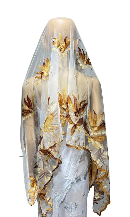 On Sale 2025 New African Net Hijab Scarf for Muslim Women African Dubai Islam Headscarf Embroidery Shawls Voile