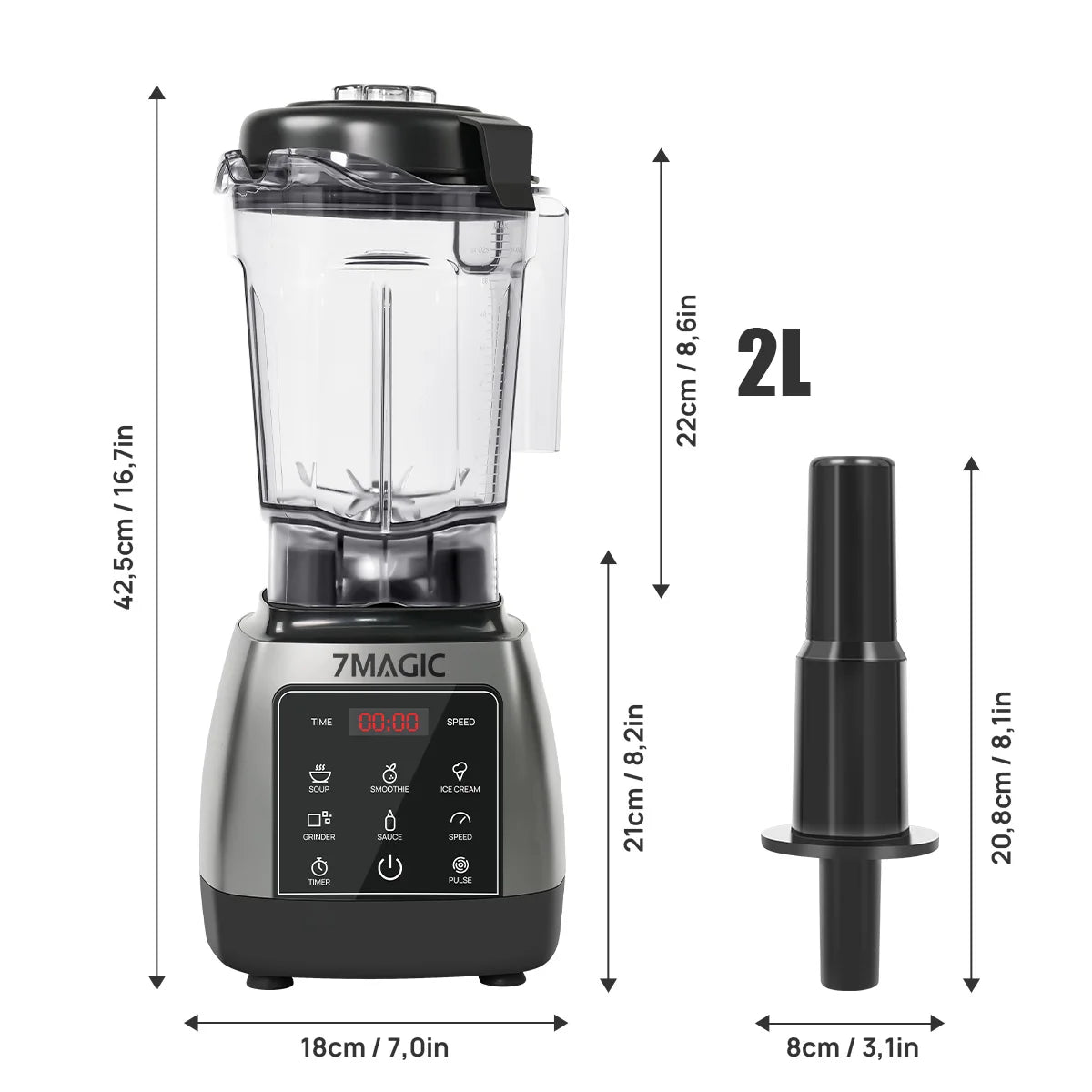 2000W Heavy Duty Grade Timer Blender Mixer Juicer Fruit Food Processor Ice Smoothies BPA Free 2L Jar