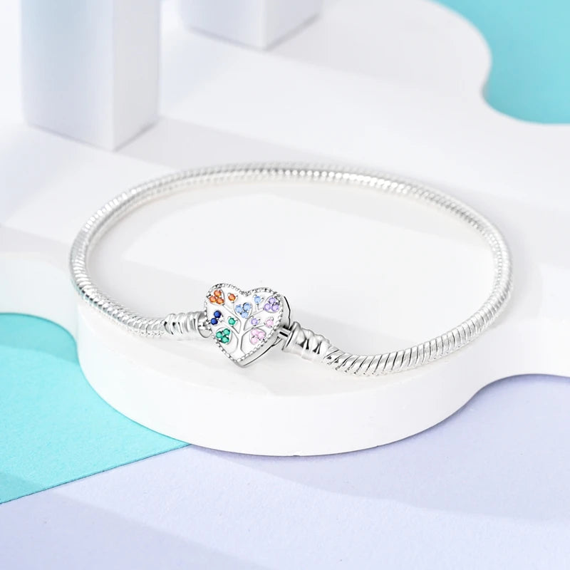 Original 925 Sterling Silver Bracelets 17-20CM Love Heart Flowers Butterfly Charms Beads Bracelet For Women Fashion Jewelry Gift