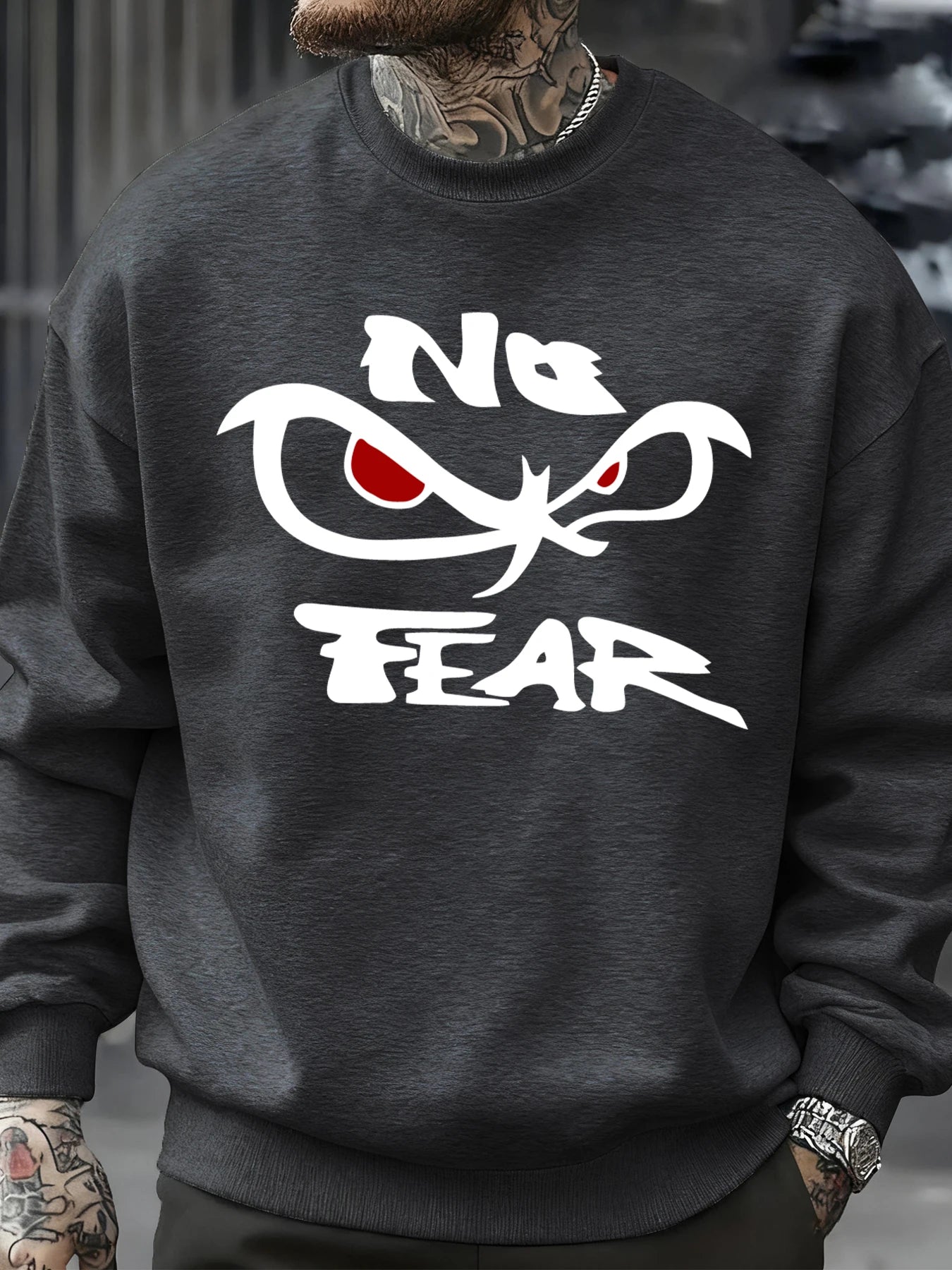 No Fear Determined Gaze Prints Mens Pullovers Soft Casual Sweatshirts Autumn Oversize Streetwear Crewneck Fleece Clothing Unisex