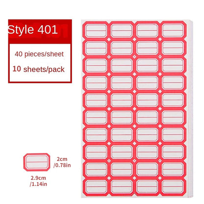 10sheets/400pcs Self-adhesive Label Stickers Self Adhesive Label Paper Mouth Paper Handwritten Marking Price Name Stickers