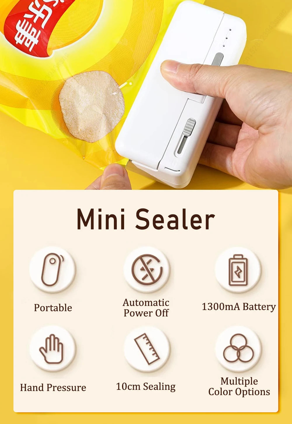 Mini sandarinimo aparatas „2in1“ plastikinių maišelių sandarinimo mašina Nešiojamas maisto pakuočių maišelių sandariklis USB įkraunamas rankinis plastikinių maišelių terminio sandarinimo aparatas