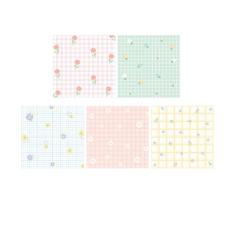 200Sheets Grid Pad Paper  8*8cm Aesthetic Non-Adhesive Plaid Design for Journaling, Planners & Study Notes, Stylish School-Style