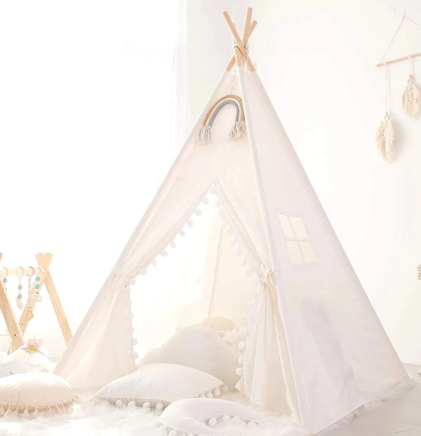 Portable Children Play Tent 1.6m/1.3m Indoor Play House Wigwam Child Tipi Teepee Toddler Ball Pit Castle Play Room for Girls