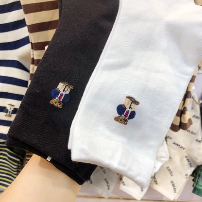 Good Quality Cartoon Gentleman Bear Men's Socks Cotton Harajuku Style Sport Boys Skateboard Novelty Breathable  Christmas Gifts