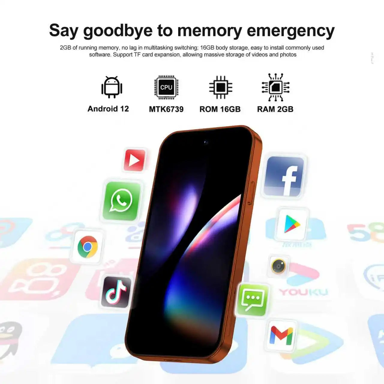 SERVO 4G LTE Mini Smart Mobile Phone Android12.0 OS 2GB+16GB WhatsAPP Play Store WiFi Dual SIM Standby 4.0inch Pocket Smartphone