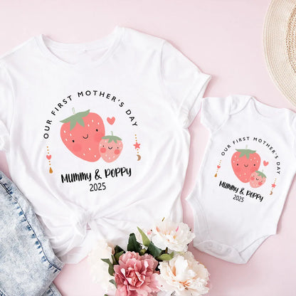 Personalised Matching Our First Mother's Day T-shirt Funny Mummy and Baby Gift Mama and Me Tee 1st Mothers Day Gifts