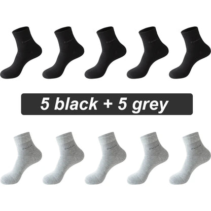 10Pairs Bamboo Fiber Socks Men Casual Business Anti-Bacterial Comfortable Breatheable High Quality Sock Male Plus Size EU38-46